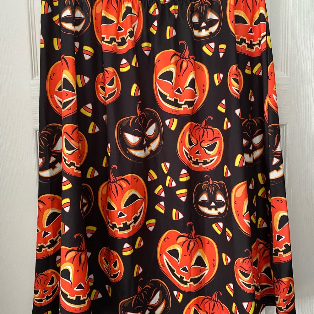 NEW Novelty Jack O’Lantern Halloween Midi Skirt —16/XL